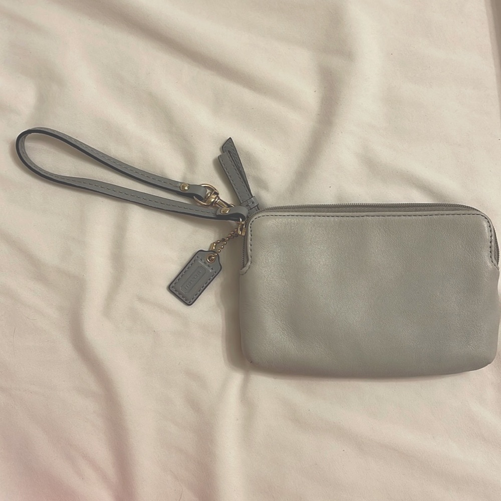 Grey coach wristlet wallet